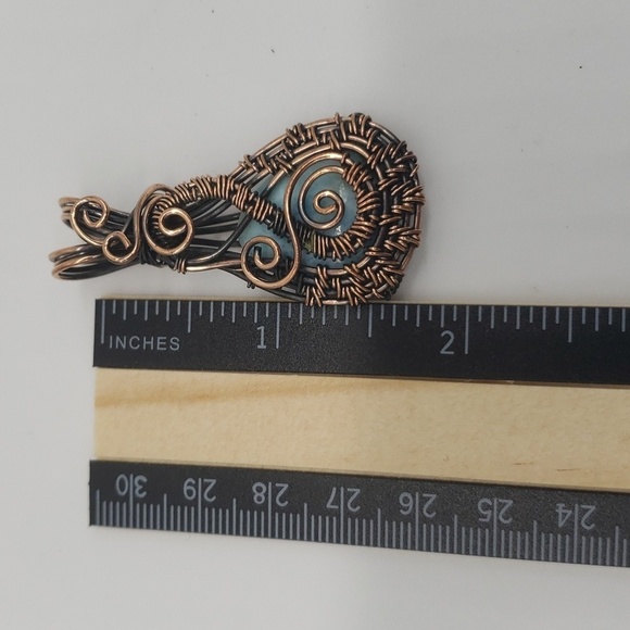 884- Wire Wrapped Natural Stone Pendant Necklace Handmade NWT - Picture 3 of 5